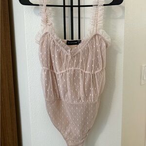 PrettyLittleThing Nude Lace-Trim Bodysuit